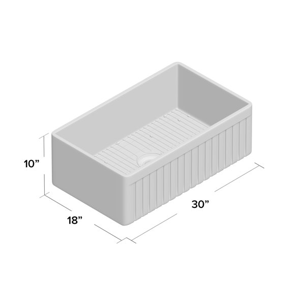 Dorn 30" L x 18" W Farmhouse Kitchen Sink With Grid Strainer and Drain